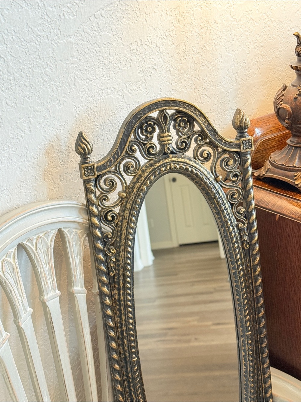 Vintage Homco Filigree MIRROR 25”x8,5” Ornate Black Gold Hollywood Glamour USA - Picture 7 of 15